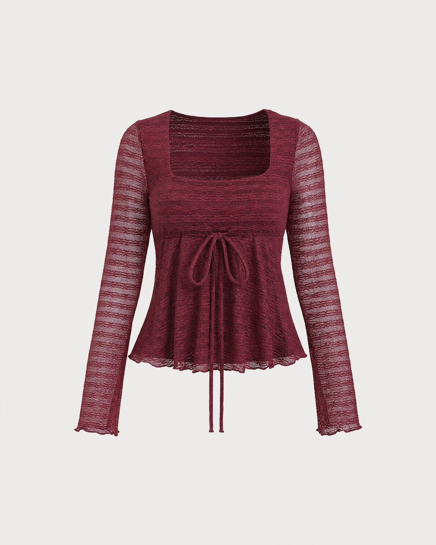 Lydia | Women's Square-Neck Waffle Knit Top with Bell Sleeves