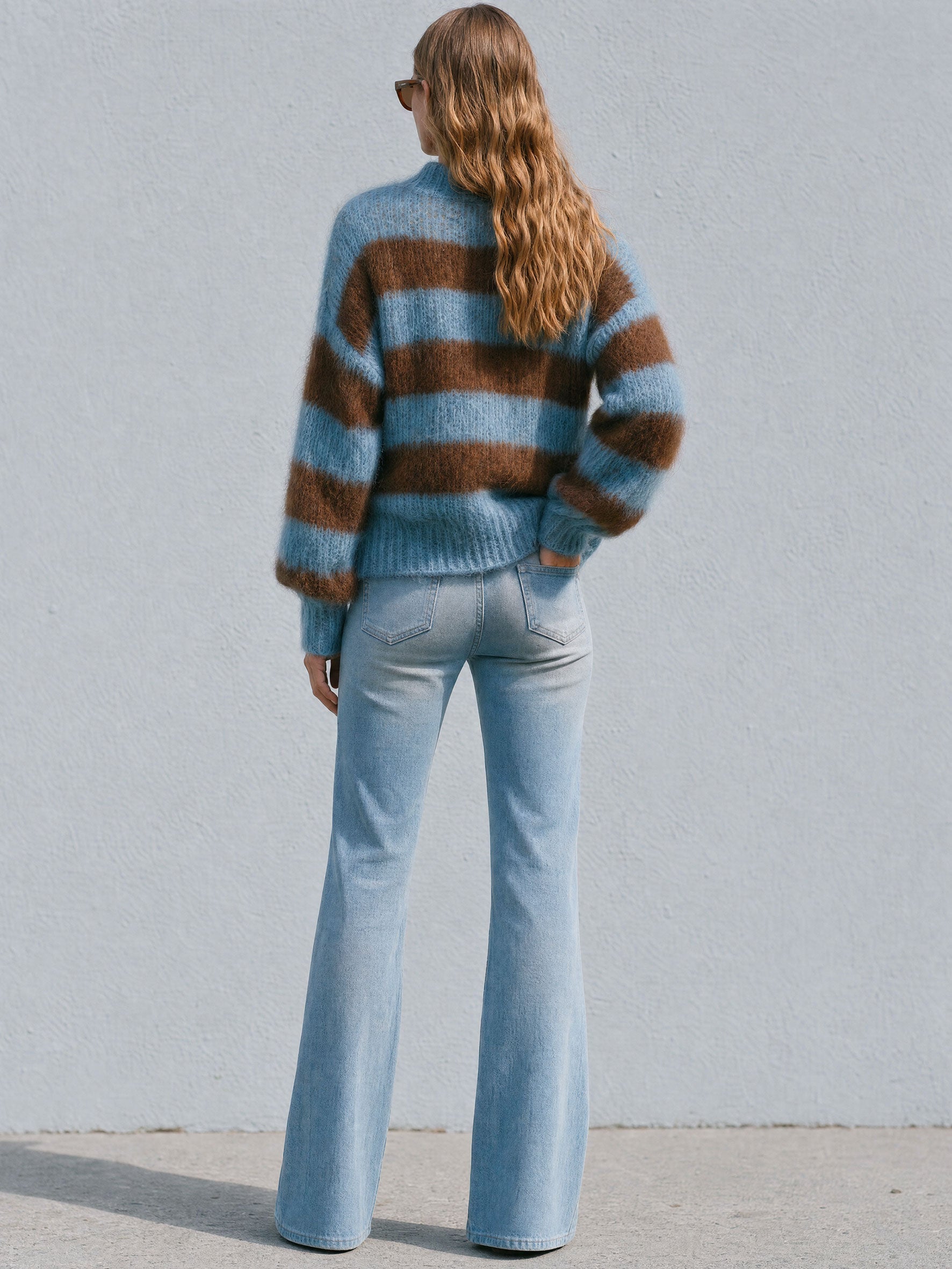 Mavis | Women's Striped Long-Haired Knit Cardigan