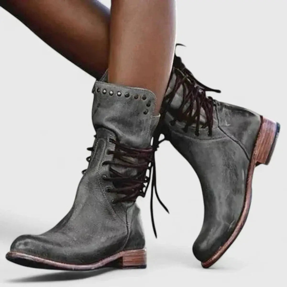 Silvia | Women's Studded Lace-Up Ankle Boots