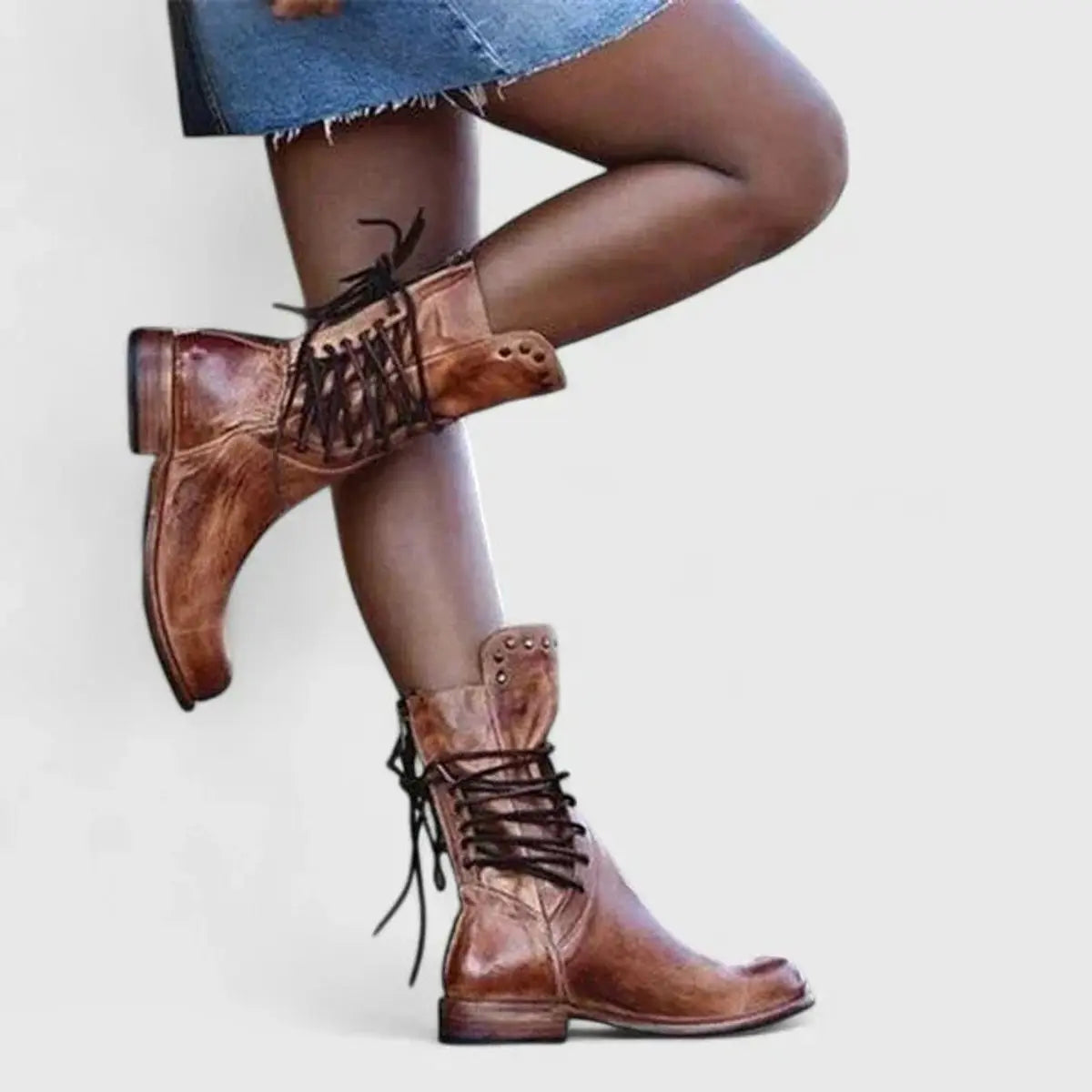 Silvia | Women's Studded Lace-Up Ankle Boots