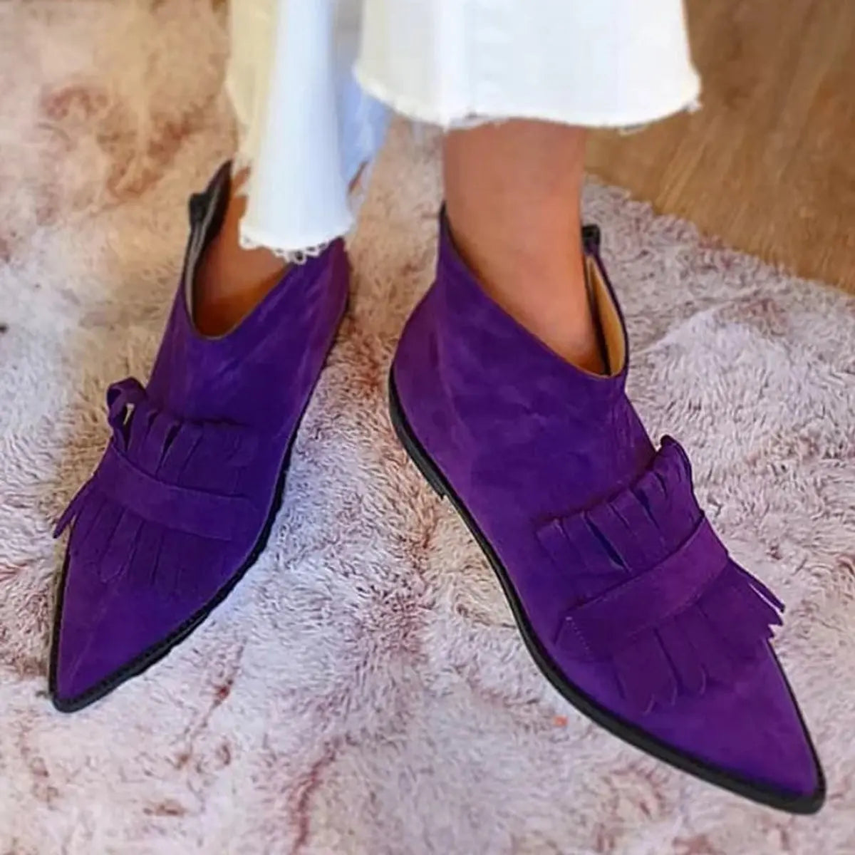Selma | Women's Suede Fringe Ankle Boots