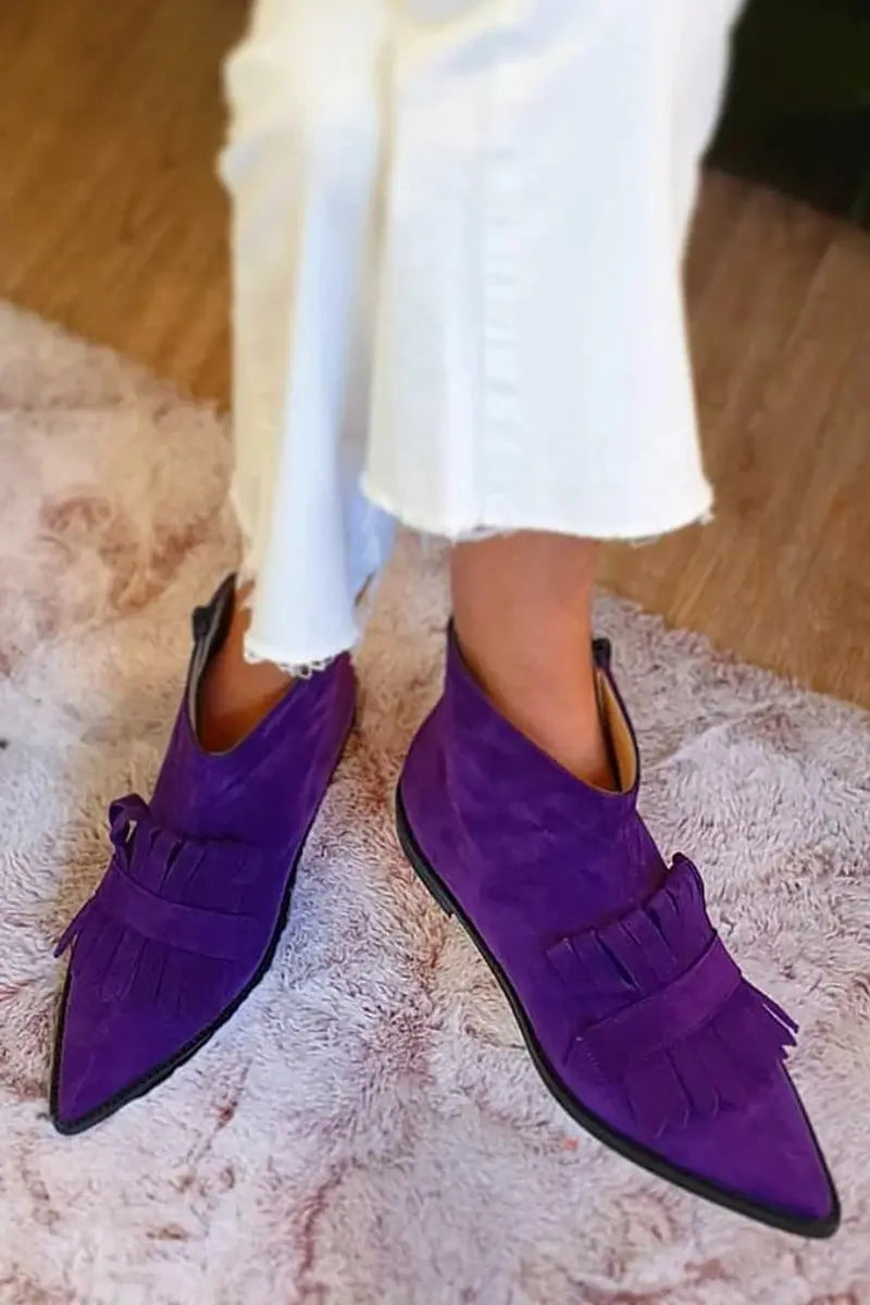 Selma | Women's Suede Fringe Ankle Boots