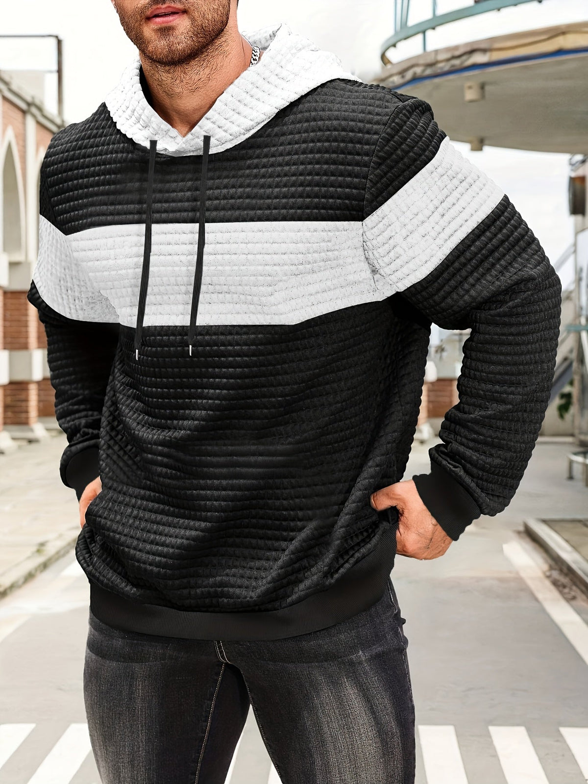 Rosemary-Nadine | Women's Textured Colour-Block Hoodie