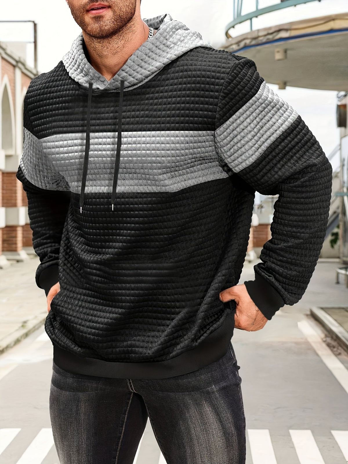 Rosemary-Nadine | Women's Textured Colour-Block Hoodie