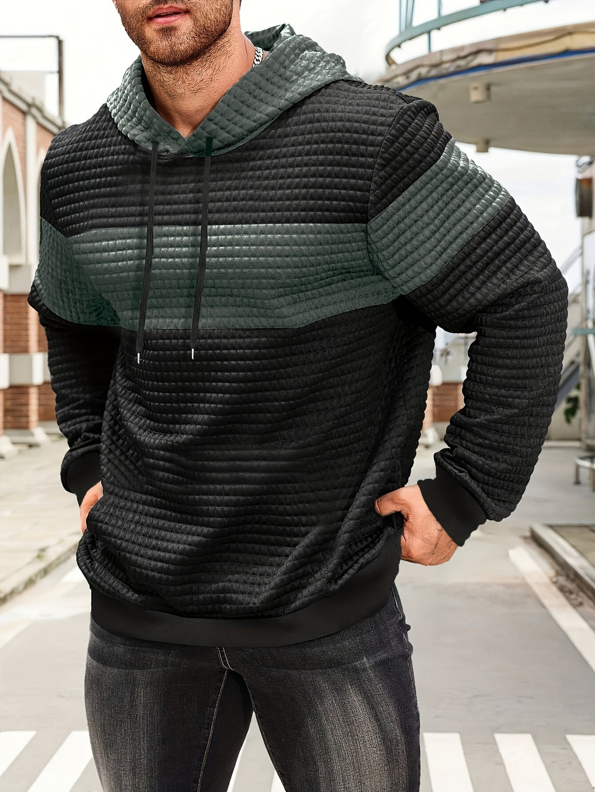 Rosemary-Nadine | Women's Textured Colour-Block Hoodie