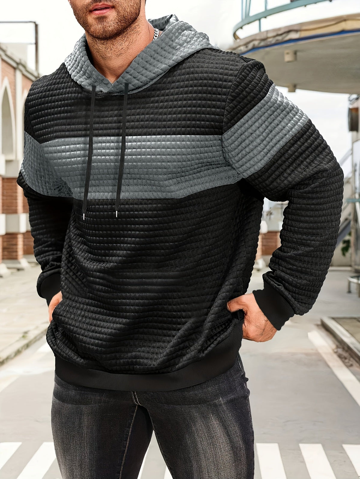 Rosemary-Nadine | Women's Textured Colour-Block Hoodie