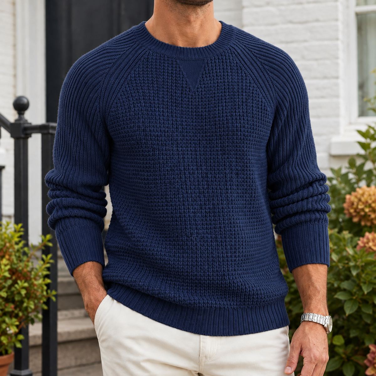 Pearl-Bernadette | Women's Textured Crew Neck Sweater