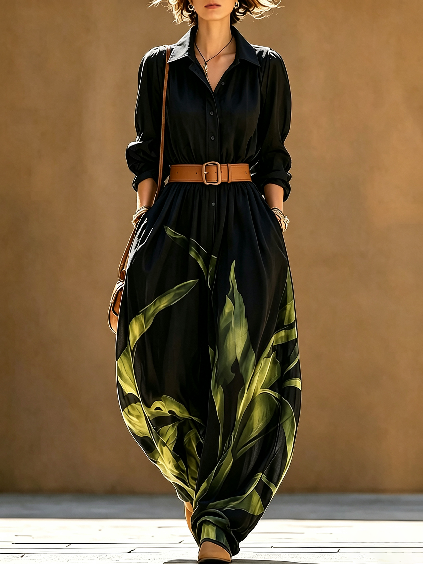 Miriam | Women's Tropical Print Button-Front Jumpsuit