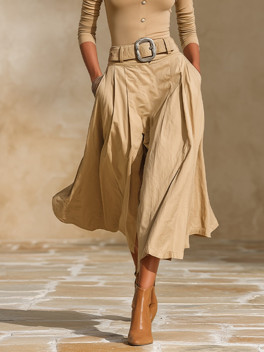 Blanche-Minerva | Women's Turtleneck Top & Pleated Skirt Two-Piece Set