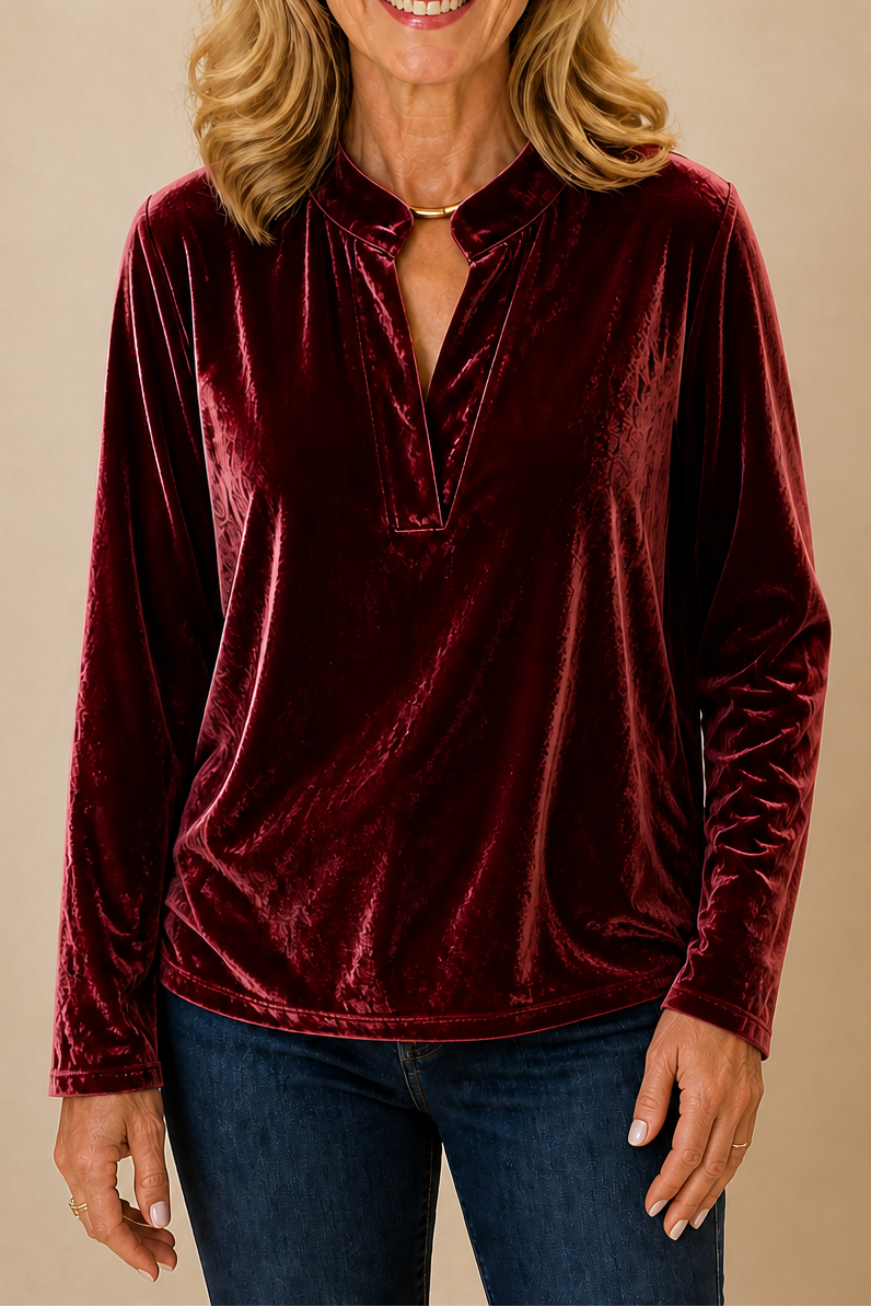 Pearl | Women's V-Neck Velvet-Like Blouse