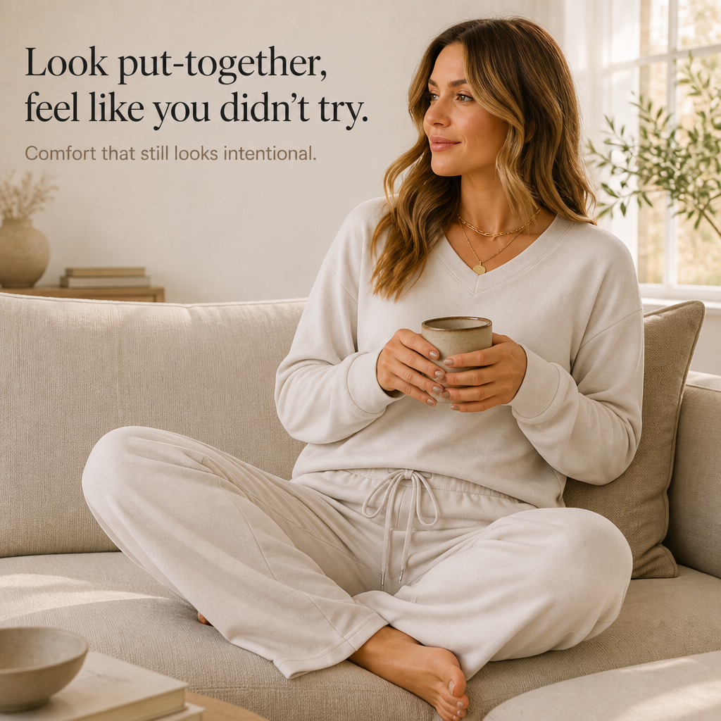 Lorraine | Women's V-Neck Wide-Leg Lounge Set