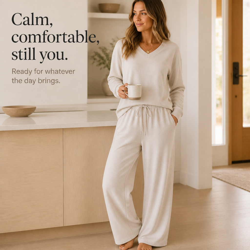 Lorraine | Women's V-Neck Wide-Leg Lounge Set