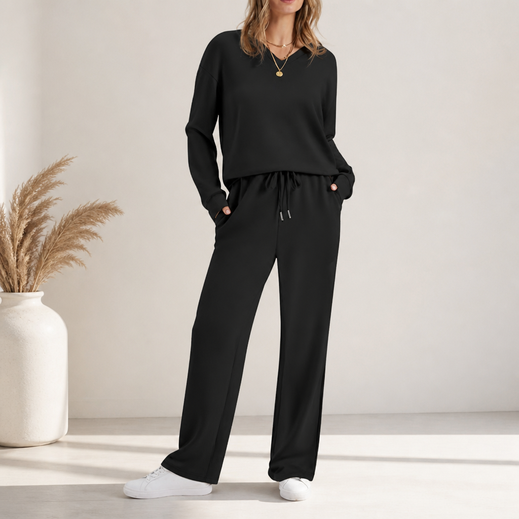 Lorraine | Women's V-Neck Wide-Leg Lounge Set
