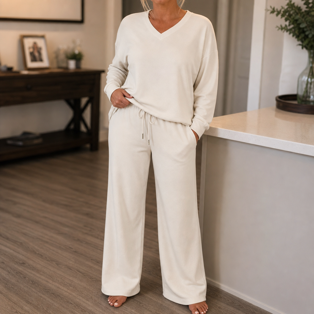 Lorraine | Women's V-Neck Wide-Leg Lounge Set