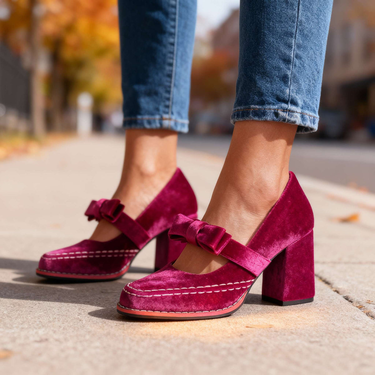 Opal-Roberta | Women's Velvet Bow-Tie Loafers