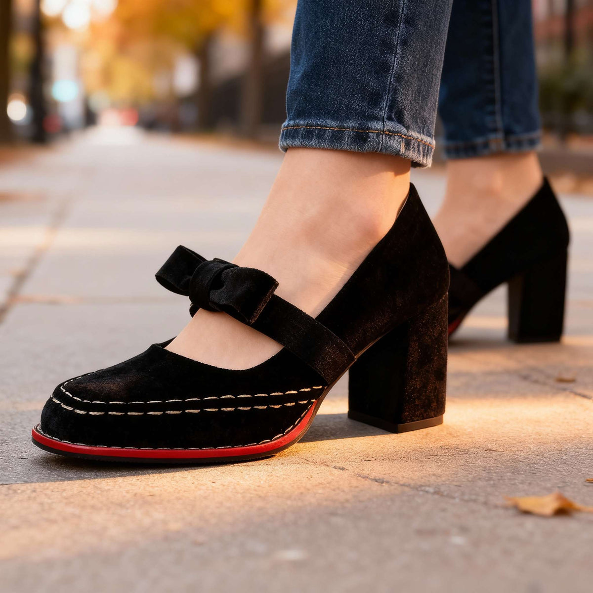 Opal-Roberta | Women's Velvet Bow-Tie Loafers