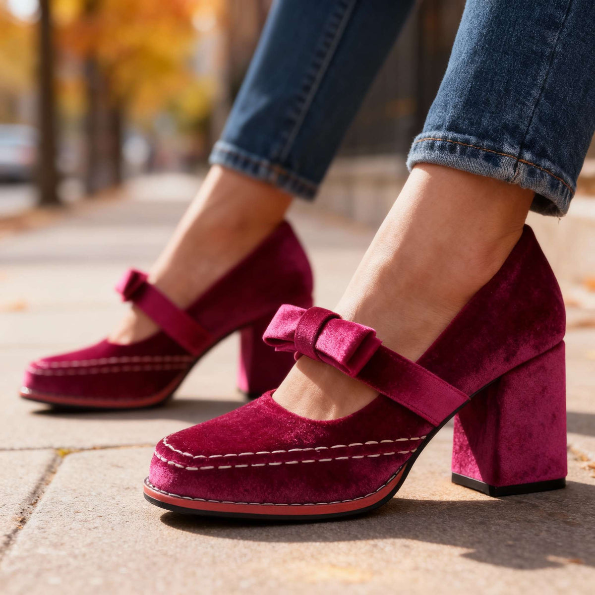 Opal-Roberta | Women's Velvet Bow-Tie Loafers