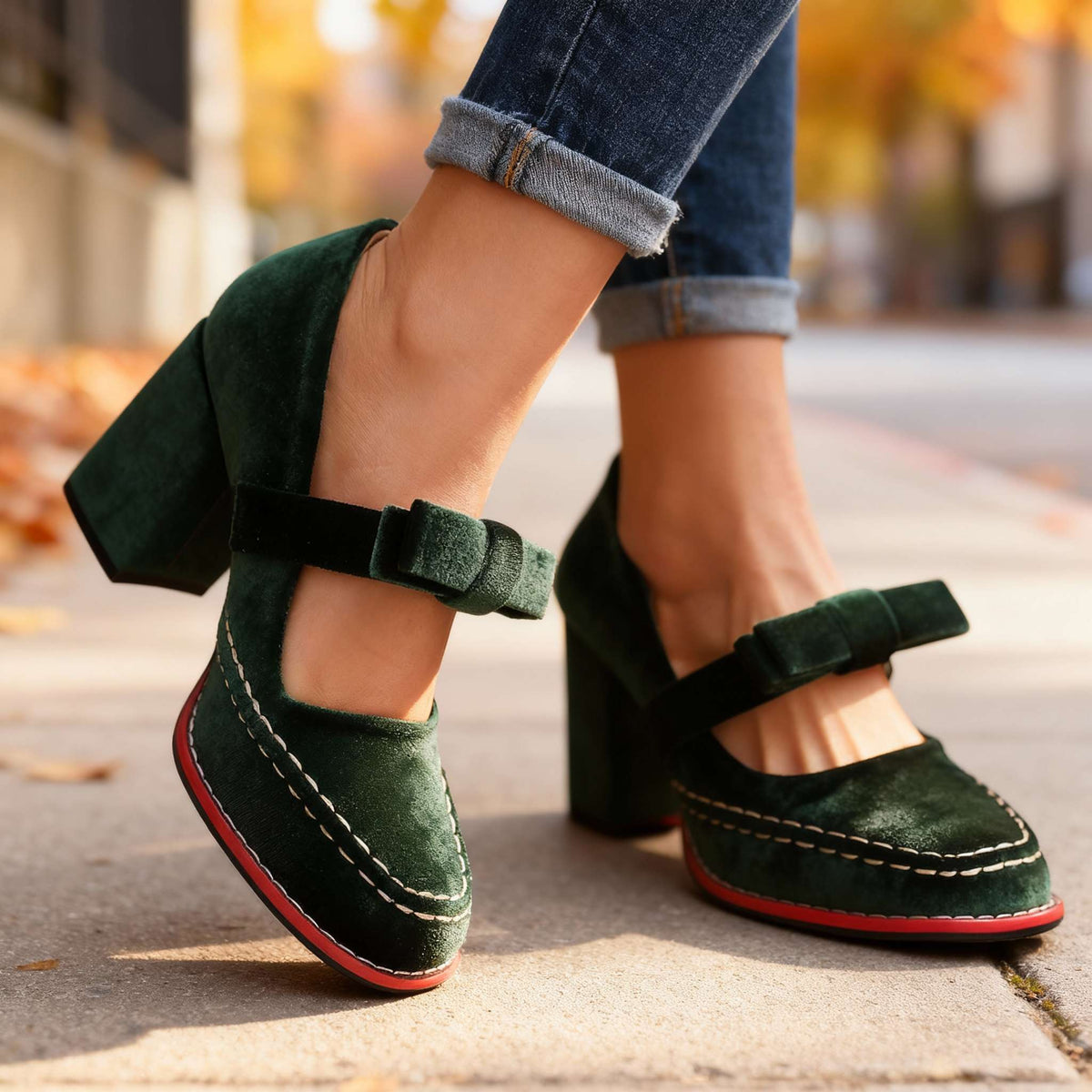 Opal-Roberta | Women's Velvet Bow-Tie Loafers