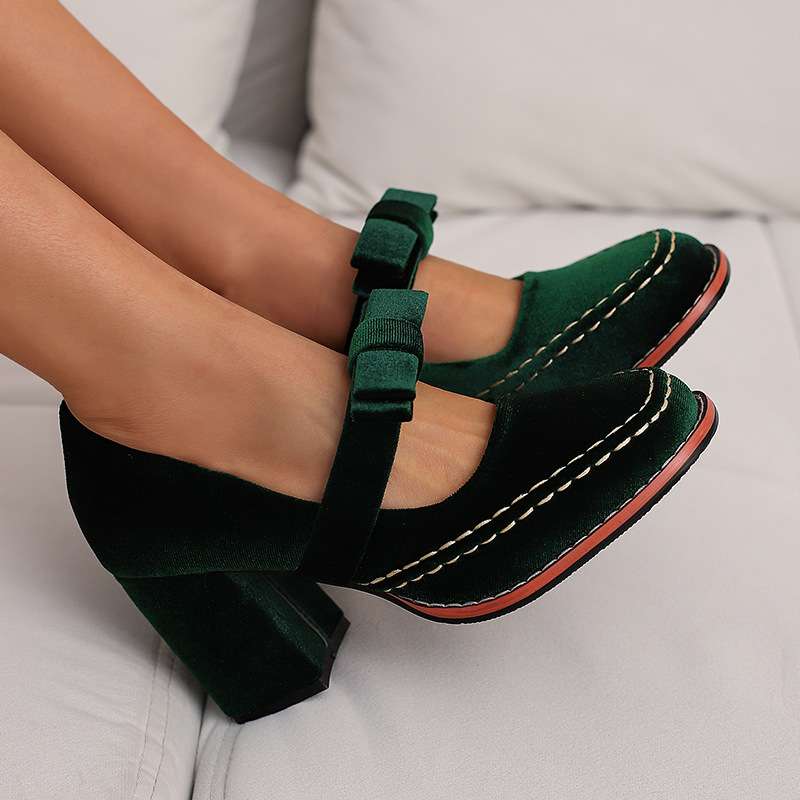 Opal-Roberta | Women's Velvet Bow-Tie Loafers
