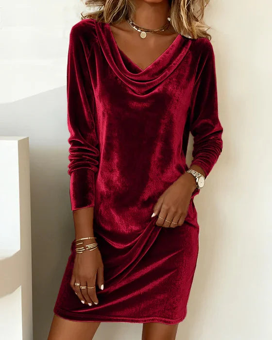 Annelise | Women's Velvet Cowl Neck Mini Dress