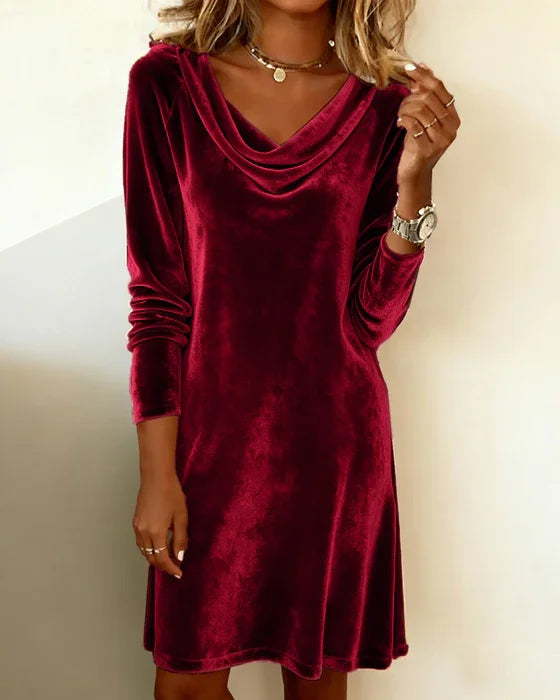 Annelise | Women's Velvet Cowl Neck Mini Dress