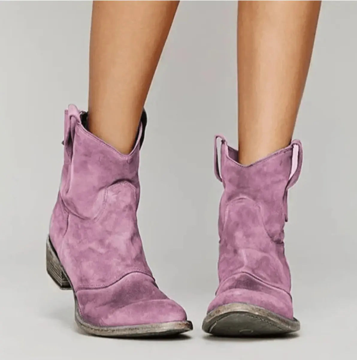 Sybil | Women's Western-Stitched Suede Ankle Boots