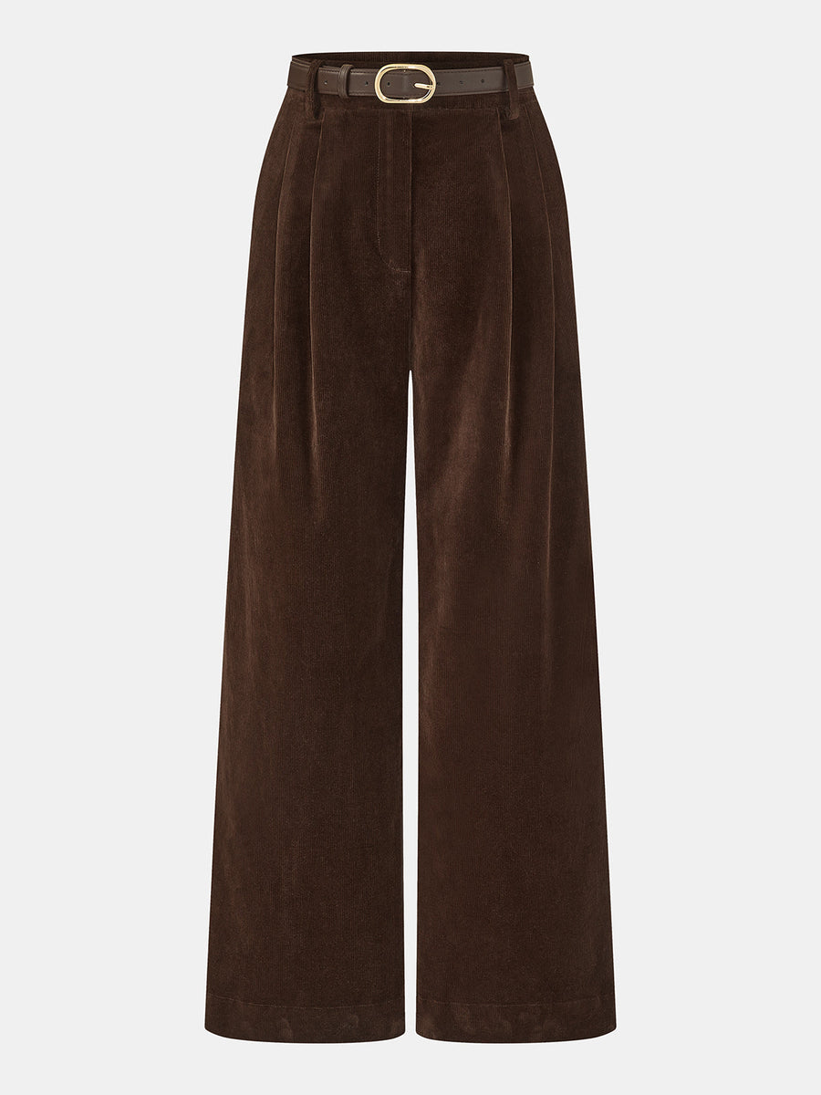Nora | Women's Wide Leg Corduroy Belted Pants