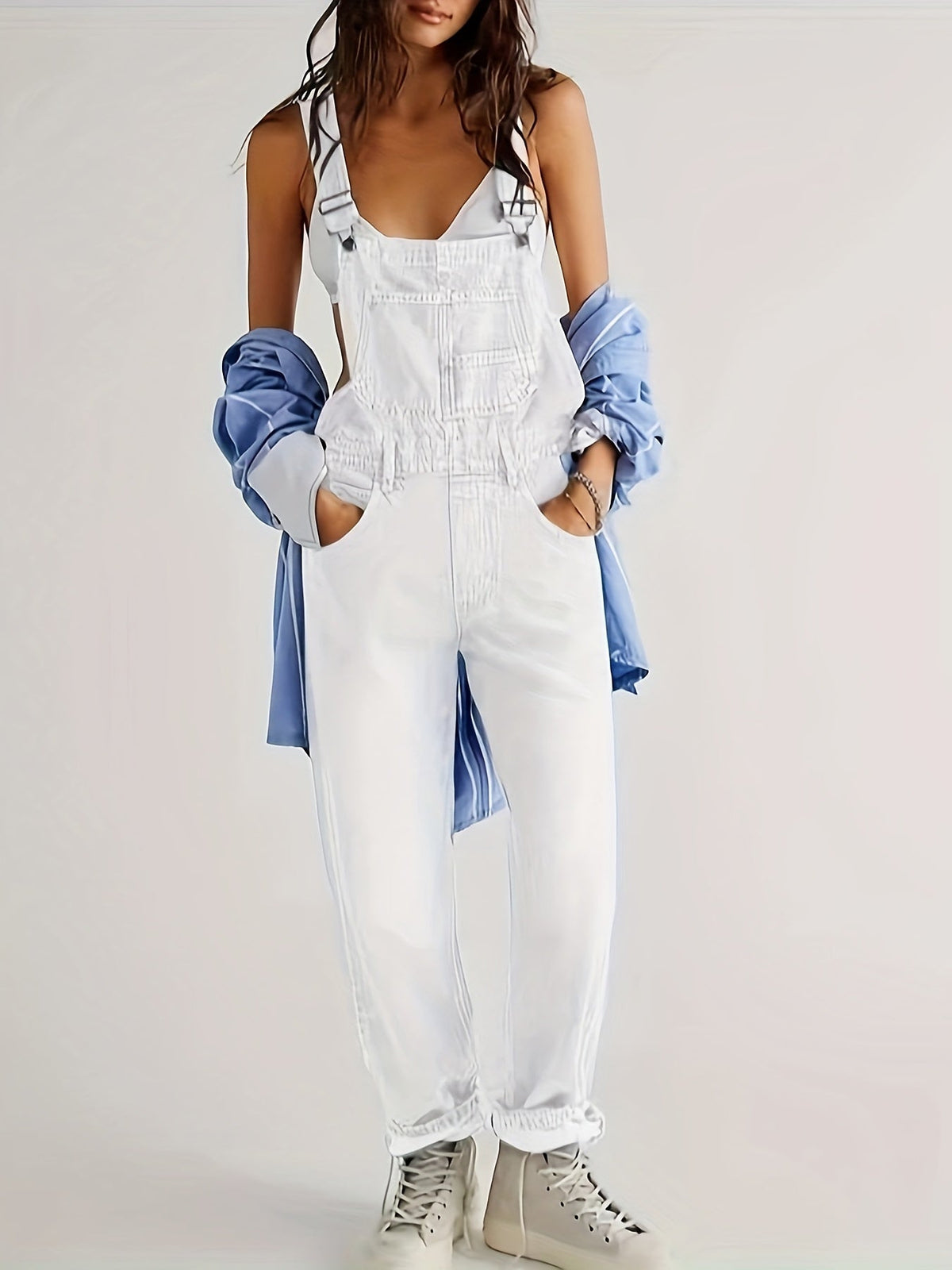 Selma-Rosemary | Women's Wide-Leg Denim Jumpsuit