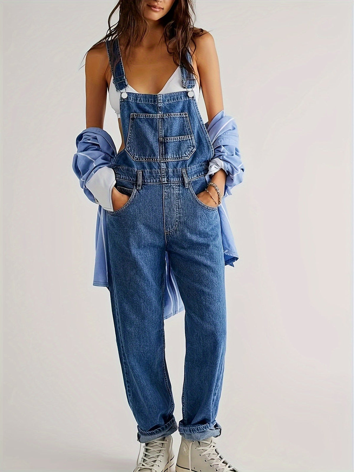 Selma-Rosemary | Women's Wide-Leg Denim Jumpsuit