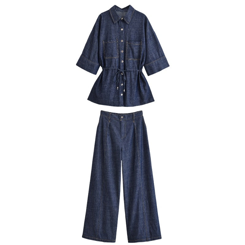 Camilla-Phyllis | Women's Wide-Leg High-Waist Denim Jeans with Crease Front