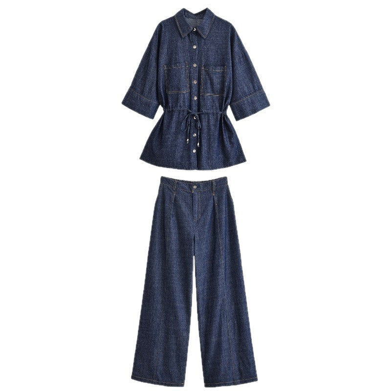 Camilla-Phyllis | Women's Wide-Leg High-Waist Denim Jeans with Crease Front