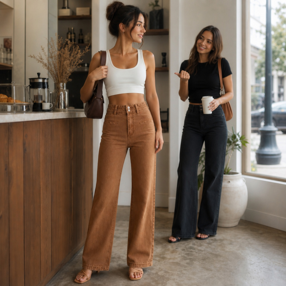 Cornelia | Women's Wide-Leg High-Waisted Jeans