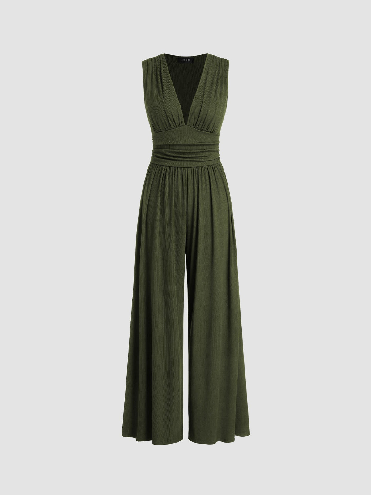 Ophelia-Sigrid | Women's Wide-Leg V-Neck Knit Jumpsuit