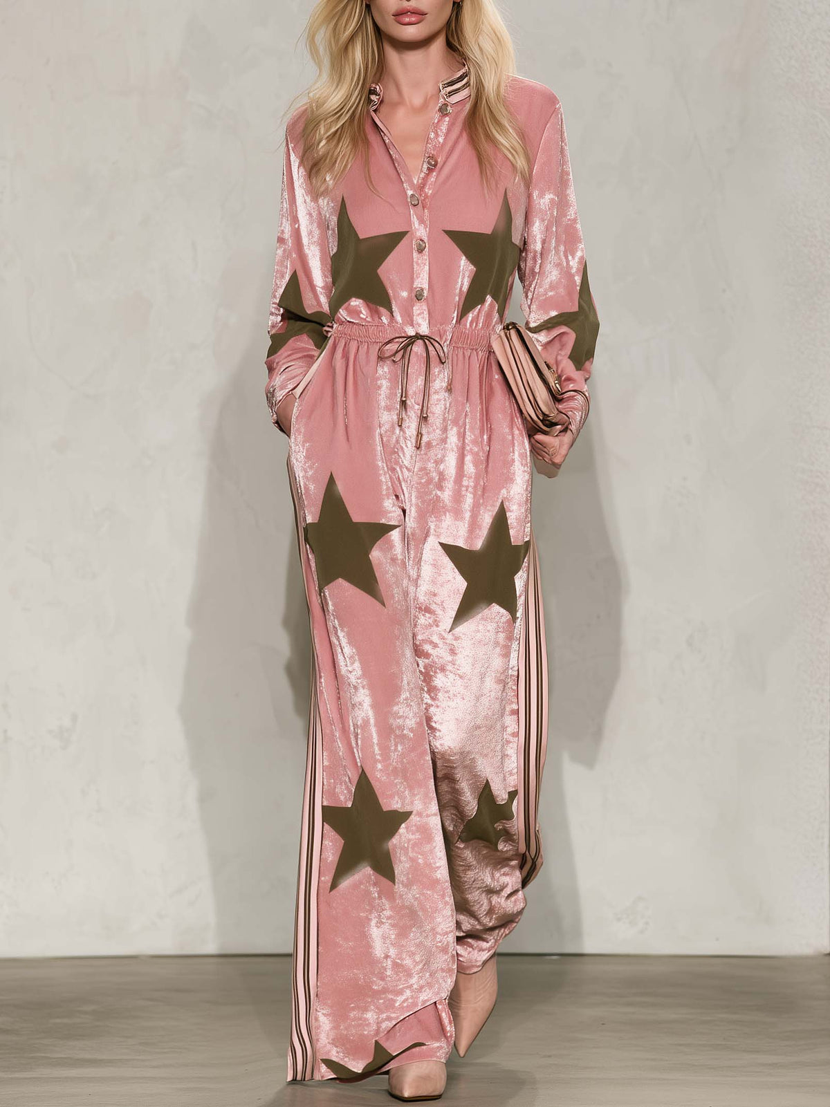 Carmen | Women's Wide Leg Velvet Star Jumpsuit