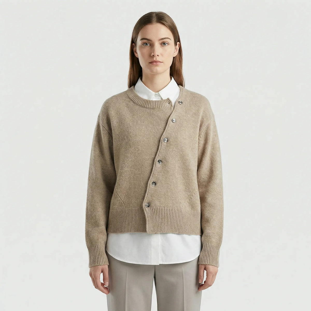 Erna | Women's Wrap Cardigan with Asymmetric Button Detail