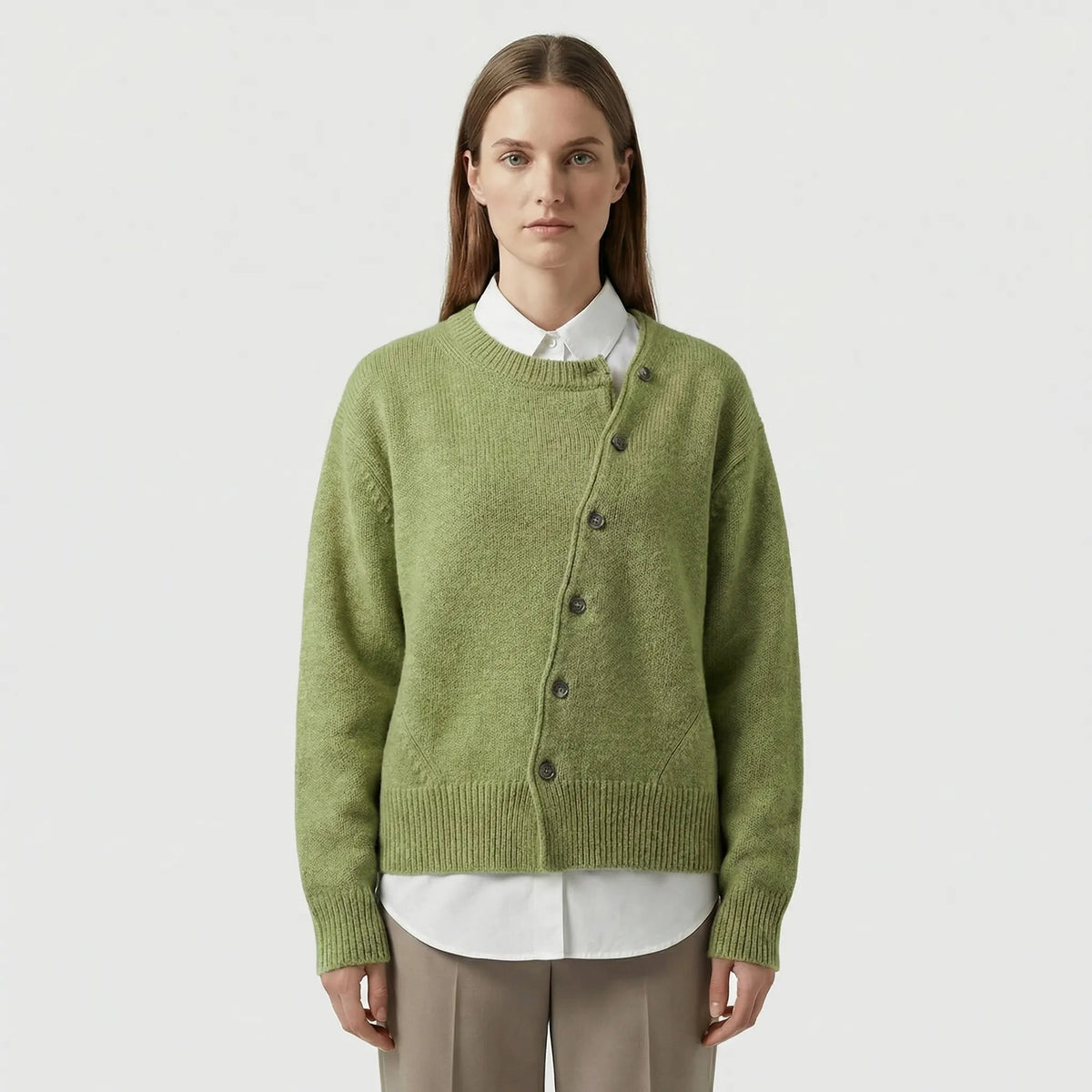 Erna | Women's Wrap Cardigan with Asymmetric Button Detail