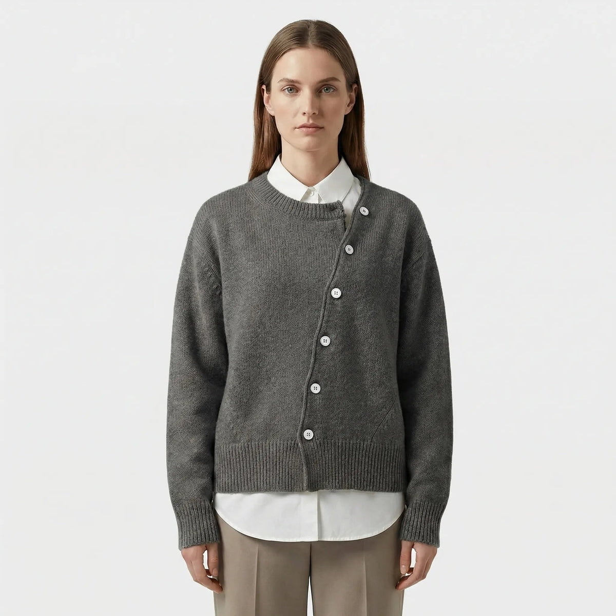 Erna | Women's Wrap Cardigan with Asymmetric Button Detail
