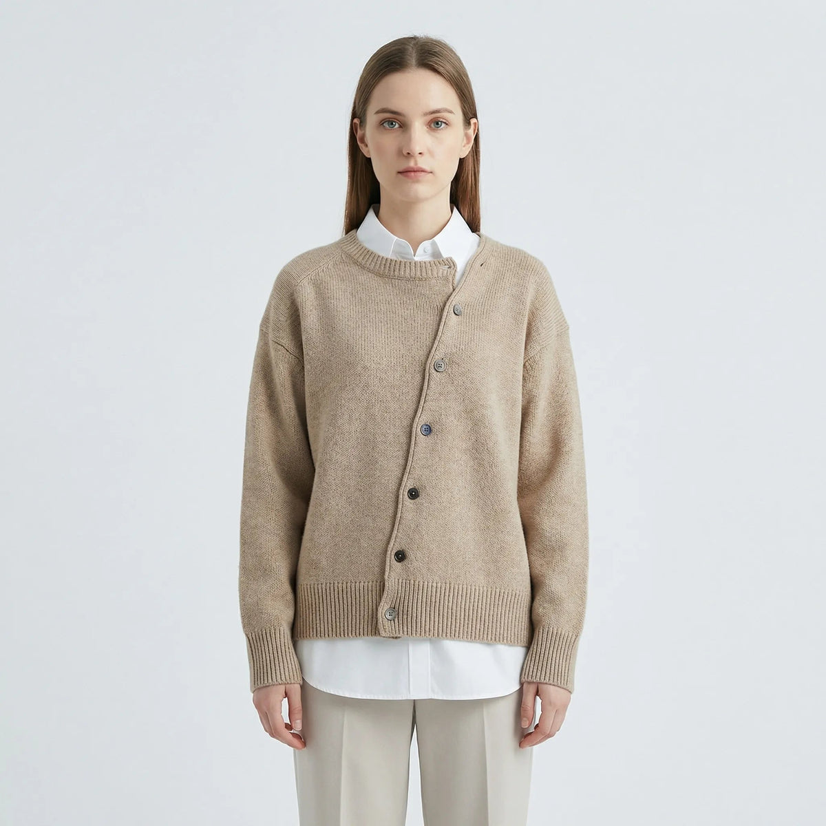 Erna | Women's Wrap Cardigan with Asymmetric Button Detail