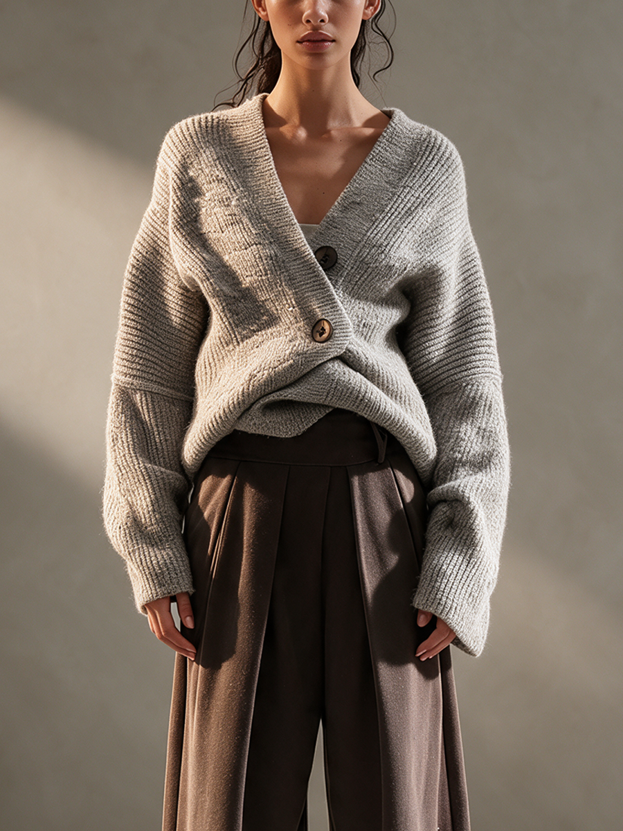 Patricia-Violet | Women's Wrap V-Neck Oversized Sweater Dress