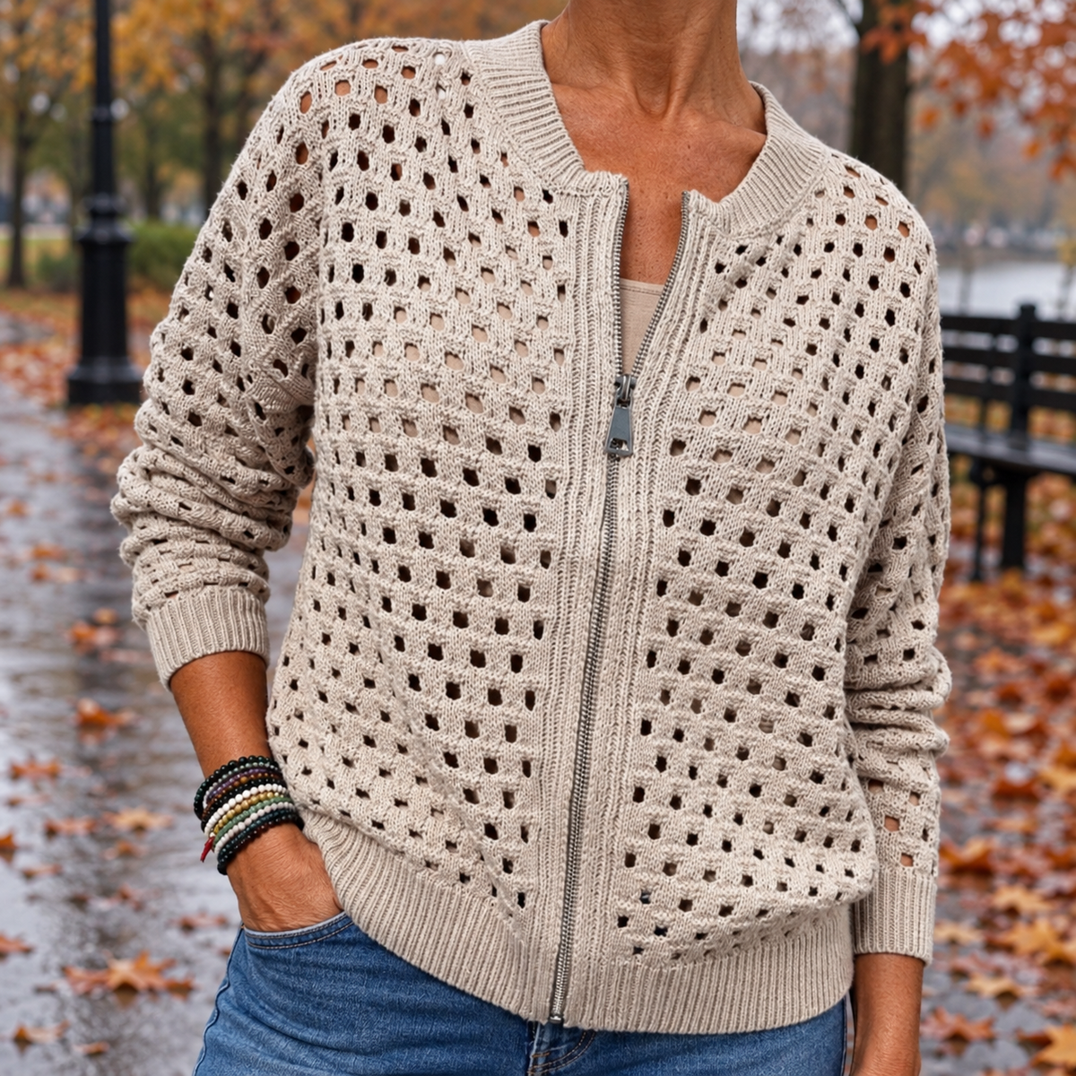 Matilda-Carmen | Women's Zip-Through Knit Cardigan