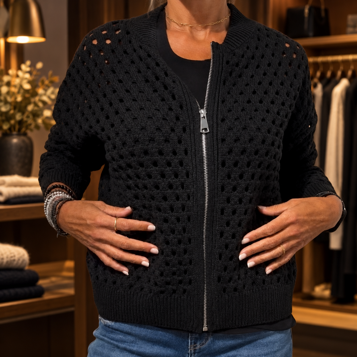 Matilda-Carmen | Women's Zip-Through Knit Cardigan
