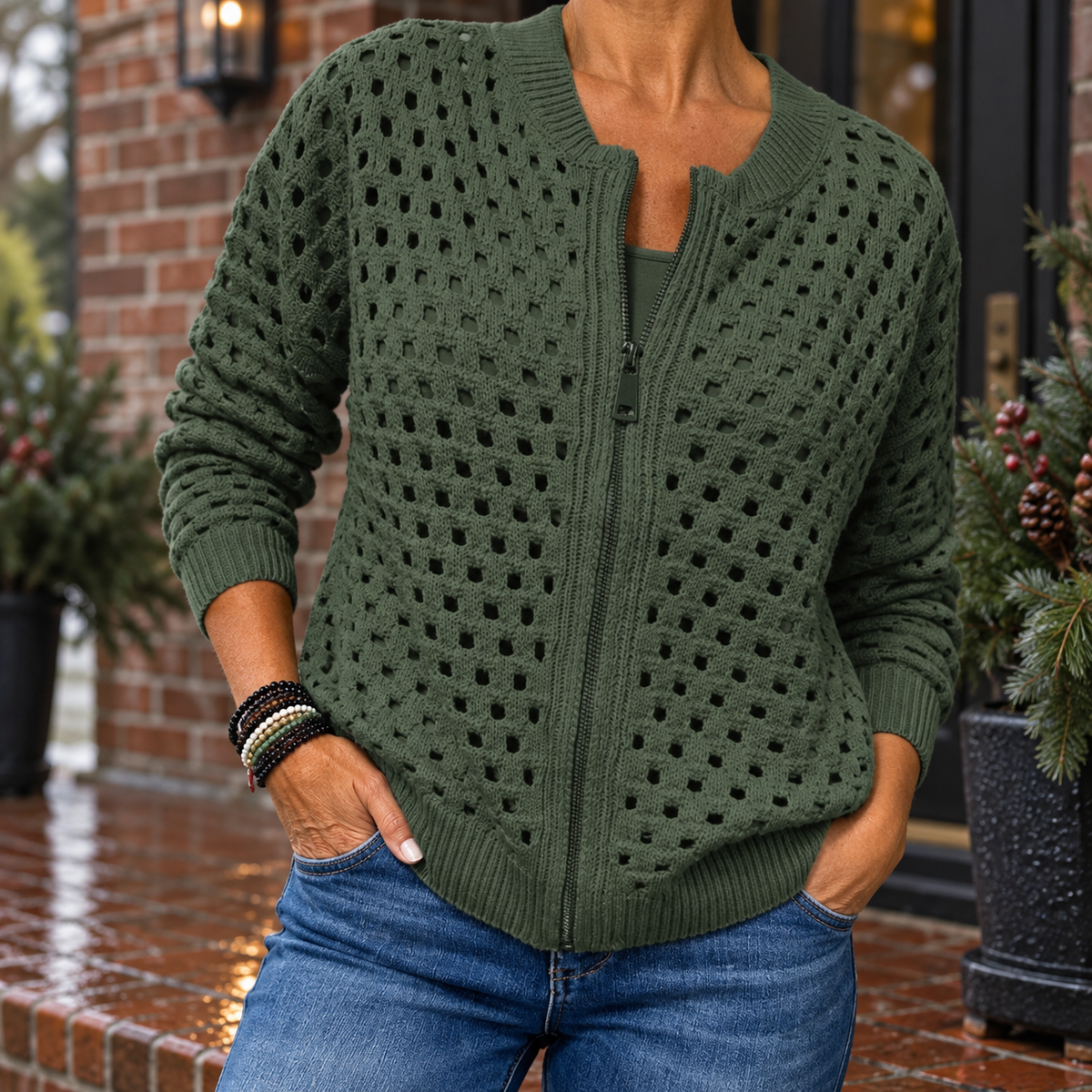 Matilda-Carmen | Women's Zip-Through Knit Cardigan