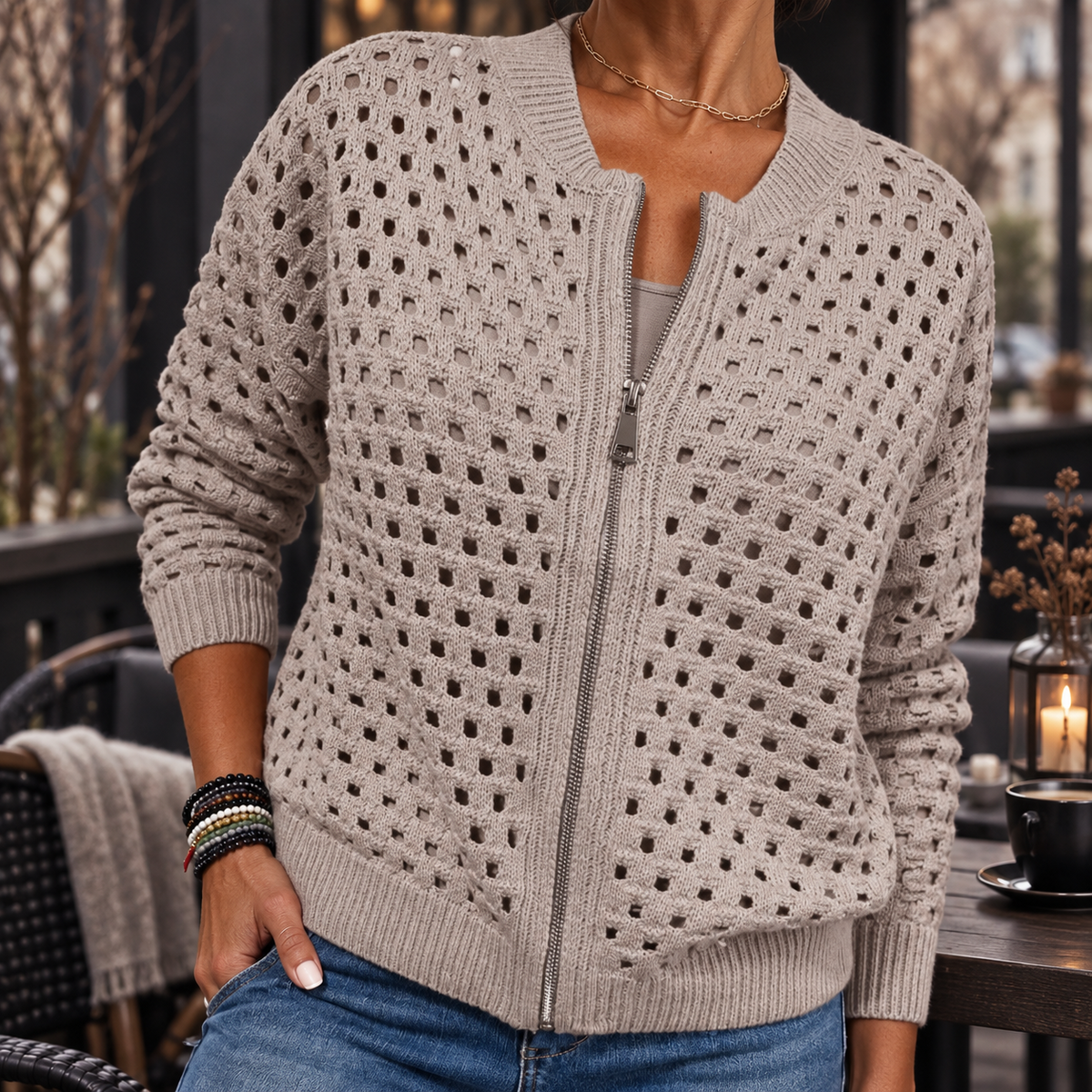 Matilda-Carmen | Women's Zip-Through Knit Cardigan