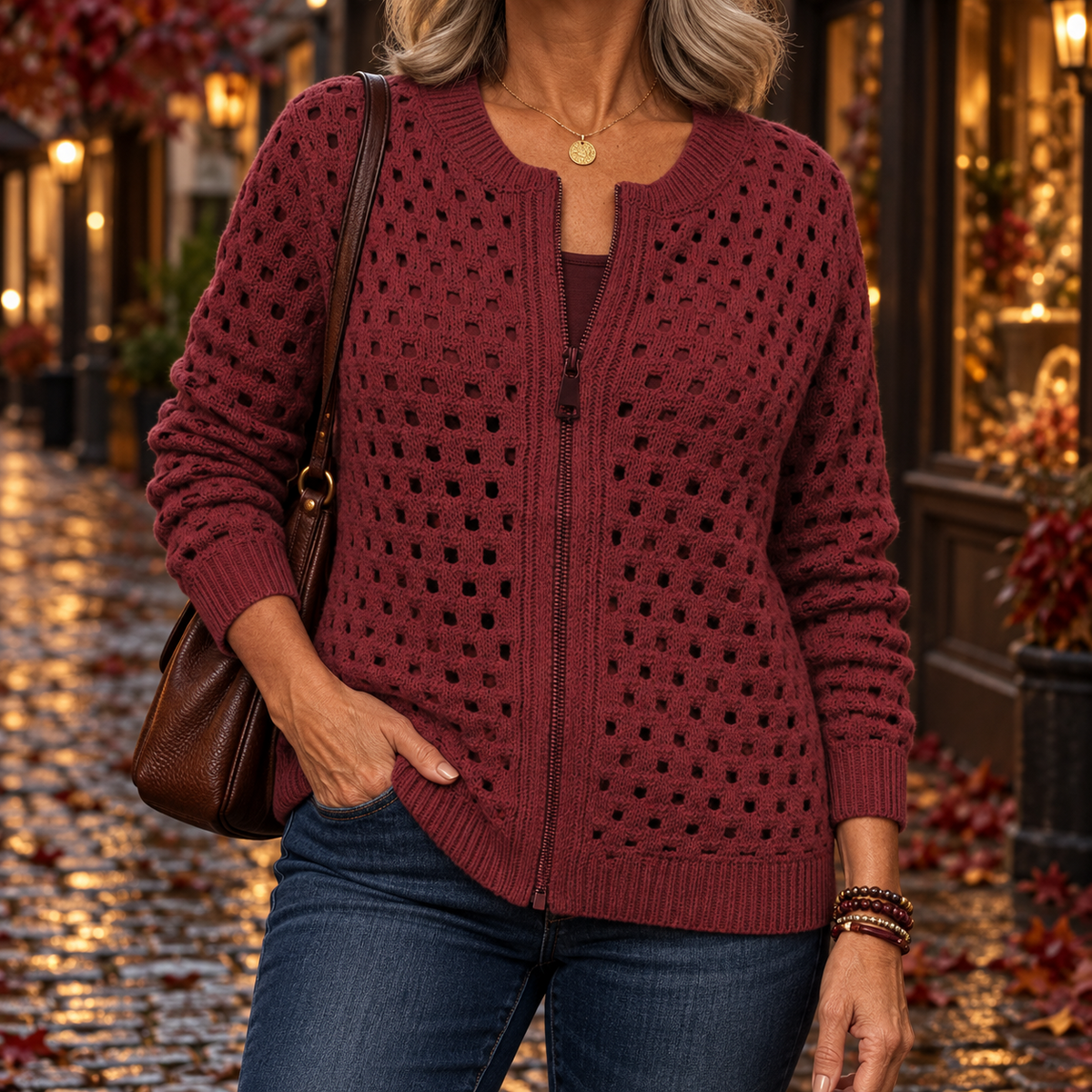 Matilda-Carmen | Women's Zip-Through Knit Cardigan