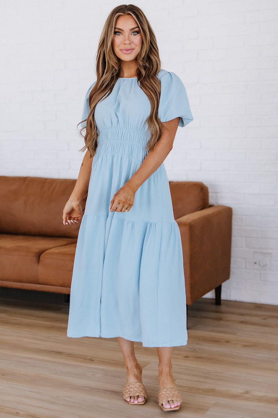 Bonnie | Women's Puff Sleeve Midi Dress