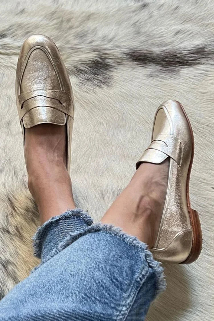 Sienna | Women's Gold Metallic Slip-On Loafers