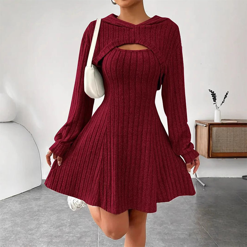 Odette | Women's Hooded Cutout Knit Mini Dress