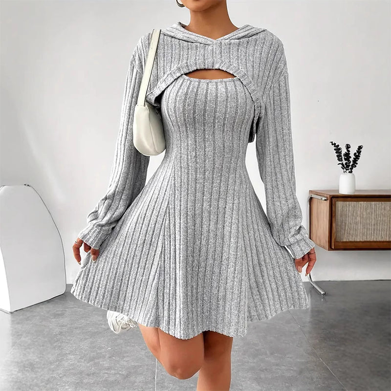 Odette | Women's Hooded Cutout Knit Mini Dress