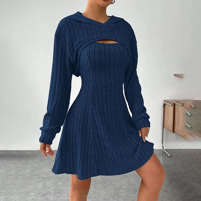 Odette | Women's Hooded Cutout Knit Mini Dress