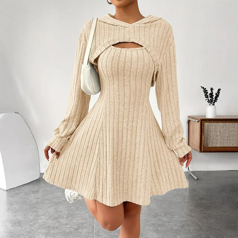 Odette | Women's Hooded Cutout Knit Mini Dress